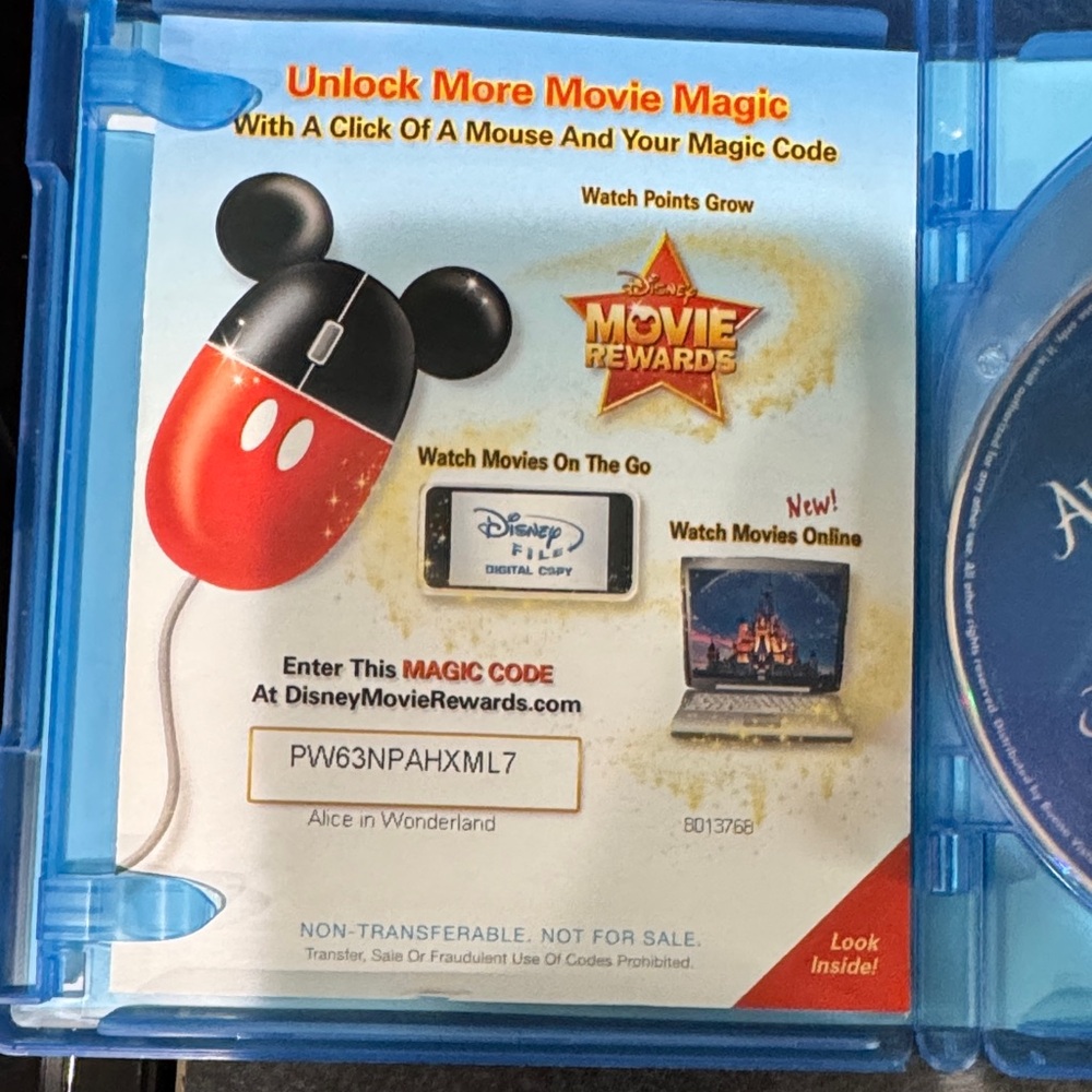 Disney Alice in Wonderland Blu-ray /DVD /Digital copy - Picture 7 of 8